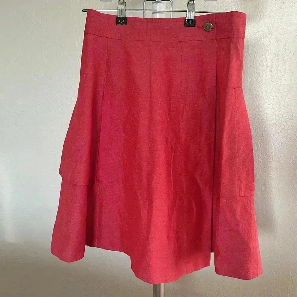 Anthropologie Postmark Vast Wrap Skirt Women's Size US 2 Silk Linen - Picture 6 of 7